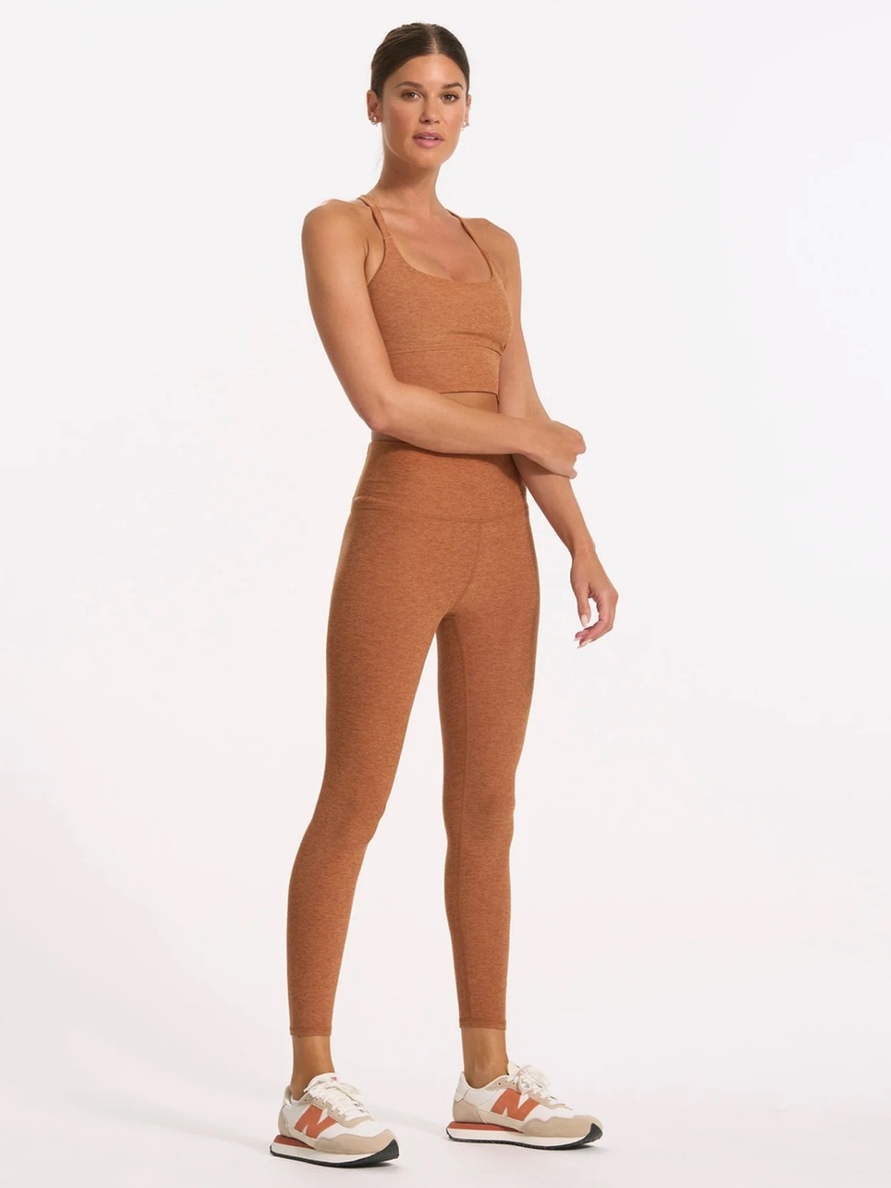 Vuori SET - Clean Elevation Legging & Long Line Bra in Palo Santo Heather